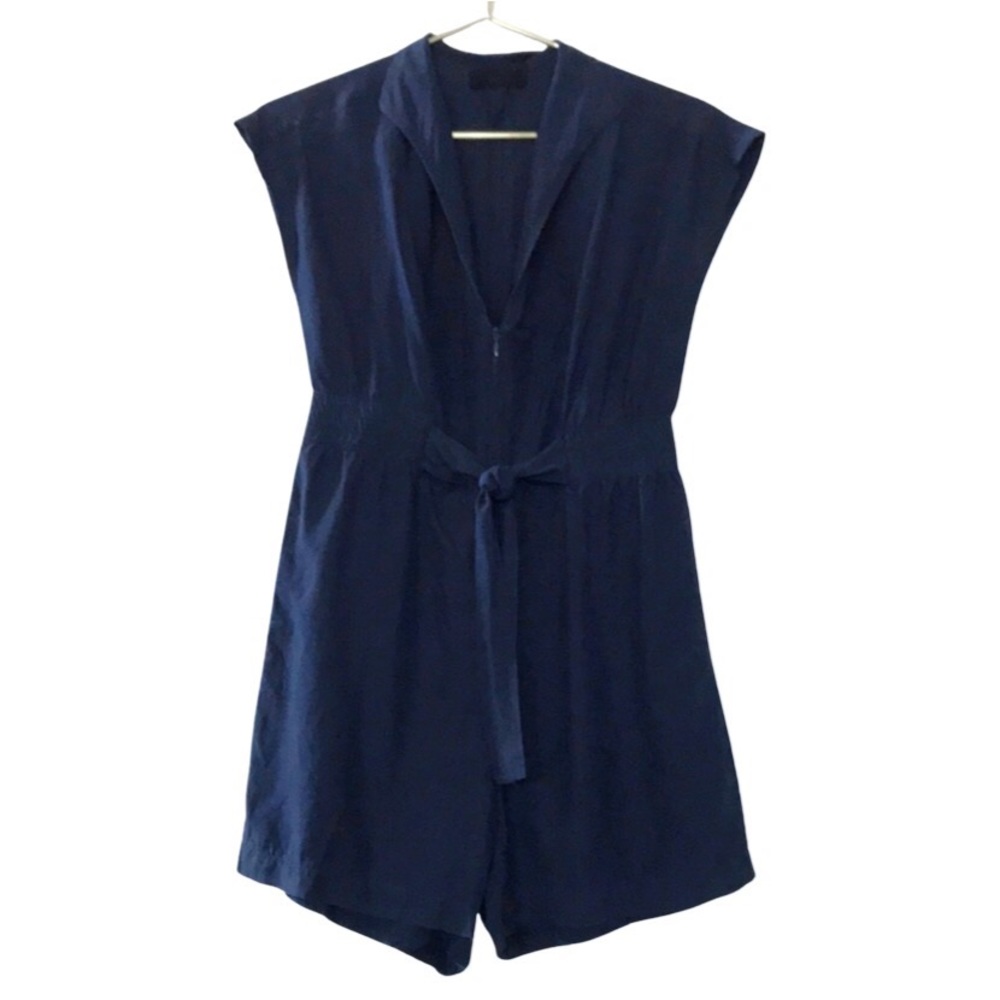KENNY 100% Silk Romper in Navy